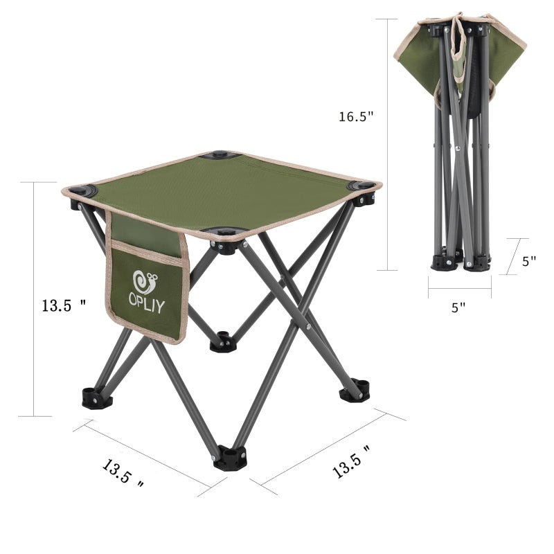 Opliy Camping Stool, 13.5 inch Folding Small Chair Portable Camp Stool for Camping Fishing Hiking Gardening and Beach, Camping Seat with Carry Bag (Green) - Image 2